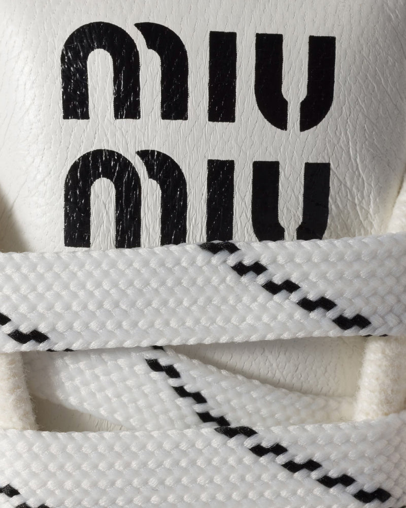 Miu Miu Denim with Logo Ivory Low Top Sneakers - 3