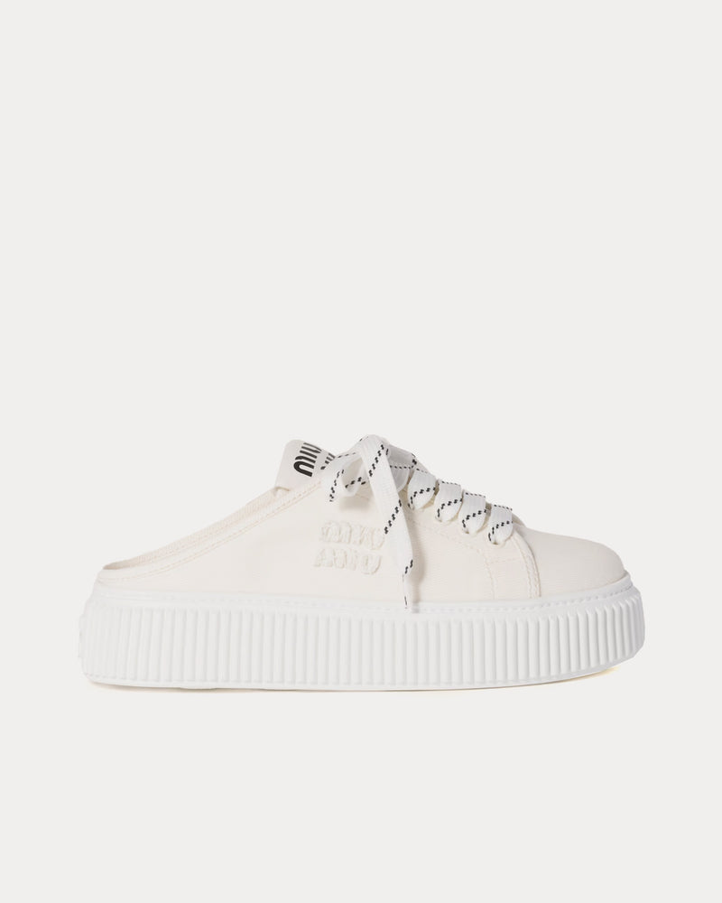 Miu Miu デニム フラワー装飾 ミュール 38 Miu Miu Women's Denim Ivory Mules