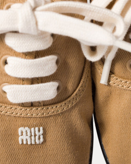 Miu Miu Drill Powder Malt Beige Low Top Sneakers - 3
