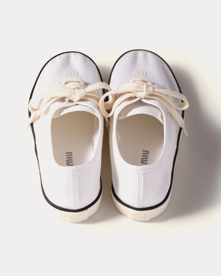 Miu Miu Drill Powder White Low Top Sneakers - 2
