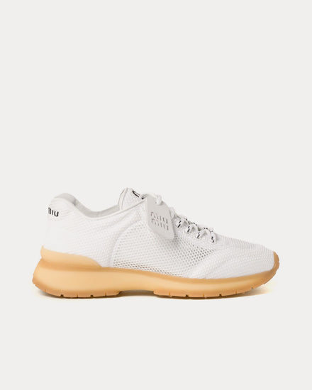 Miu Miu Women's Fabric & Mesh White Low Top Sneakers