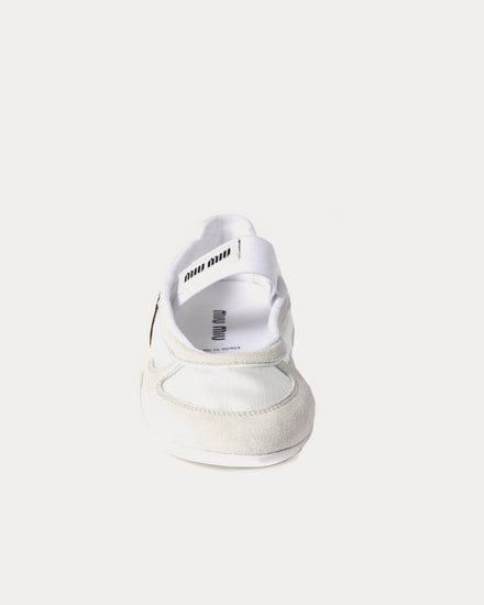 Miu Miu Gymnasium Technical Fabric & Suede White / Burgundy Ballerinas - 3