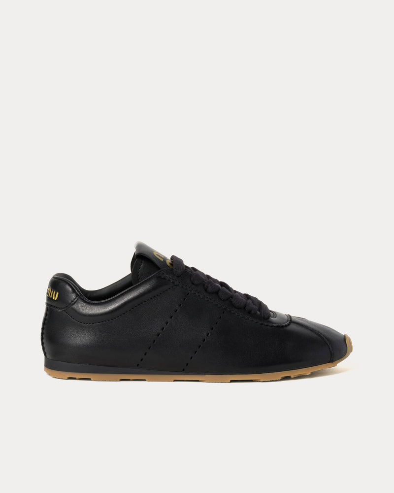 Miu Miu Plume Nappa Leather Black Low Top Sneakers - 1
