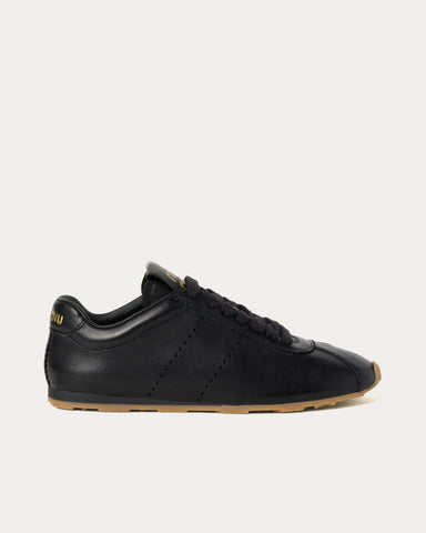 Miu Miu Plume Nappa Leather Black Low Top Sneakers