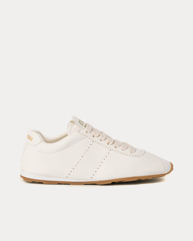 Miu Miu Plume Nappa Leather Ivory Low Top Sneakers