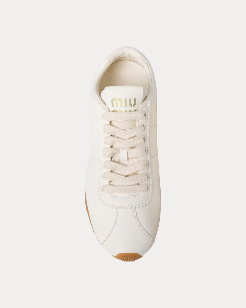Miu Miu Plume Nappa Leather Ivory Low Top Sneakers - 2