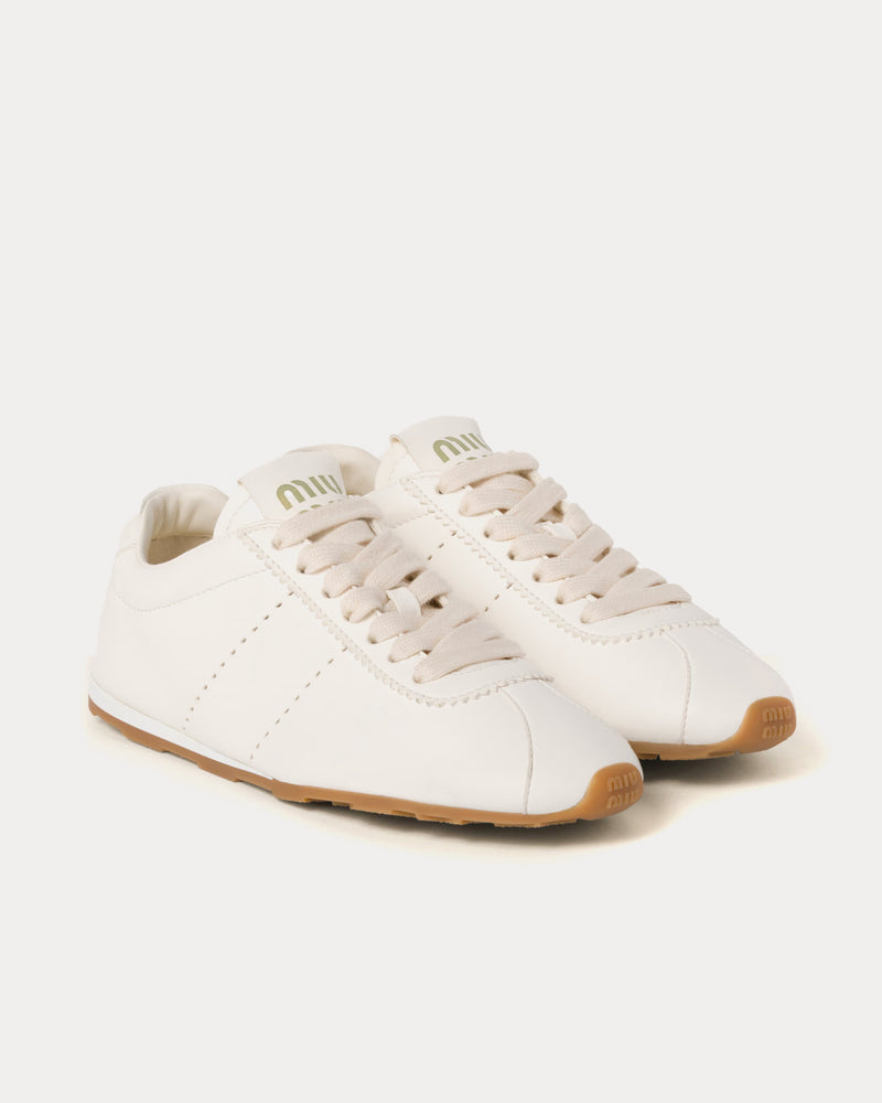 Miu Miu Plume Nappa Leather Ivory Low Top Sneakers - 3