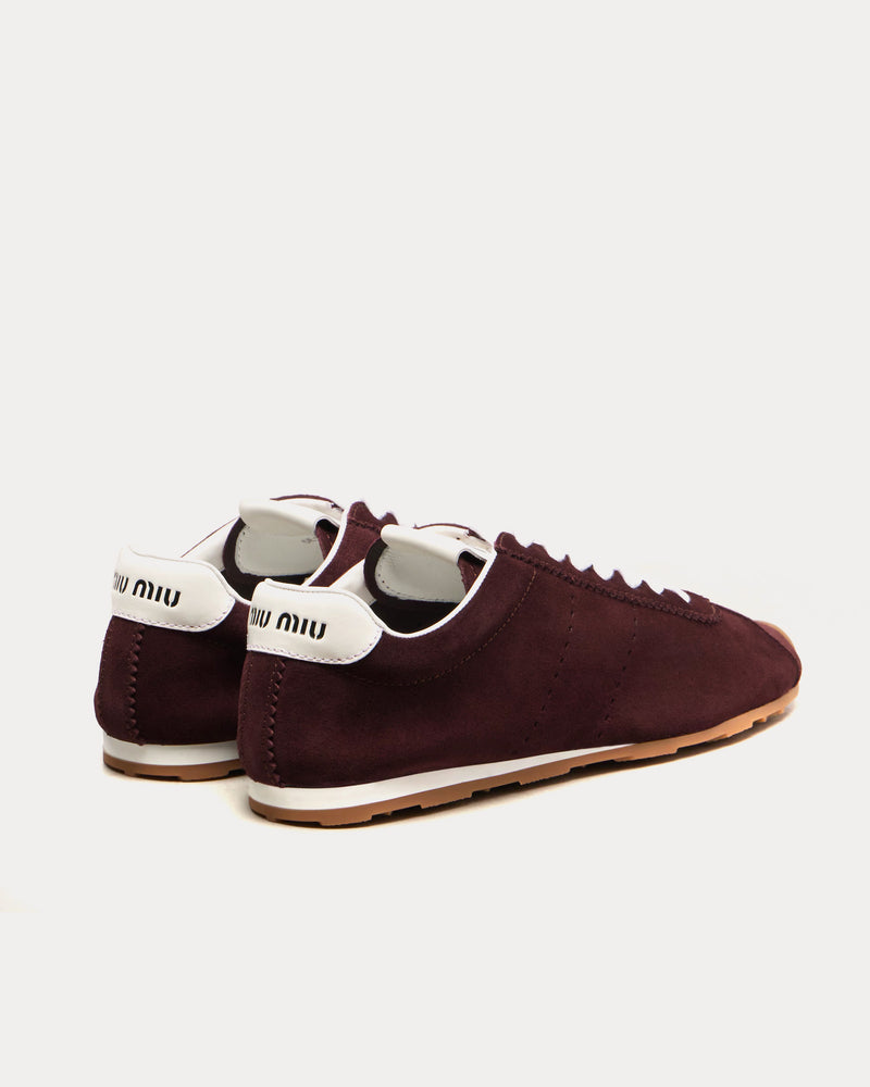 Miu Miu Plume Suede Burgundy Low Top Sneakers - 3