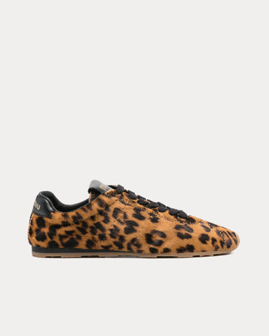 Miu Miu Plume Leopard-Print Brown Low Top Sneakers