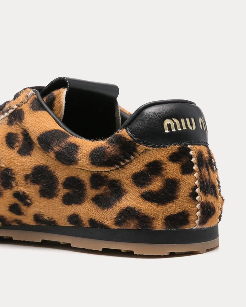 Miu Miu Plume Leopard-Print Brown Low Top Sneakers - 3