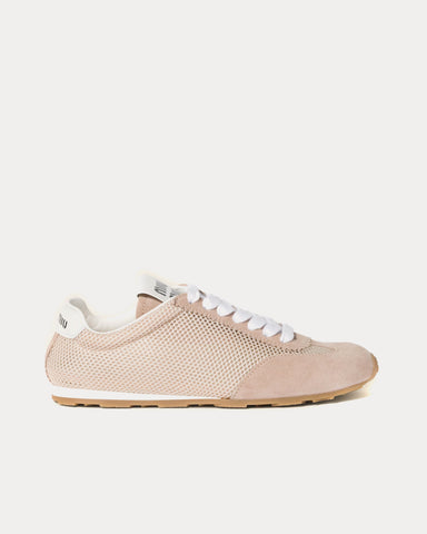 Miu Miu Plume Mesh & Suede Opal Low Top Sneakers