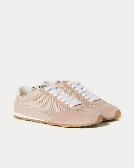 Miu Miu Plume Mesh & Suede Opal Low Top Sneakers - 2