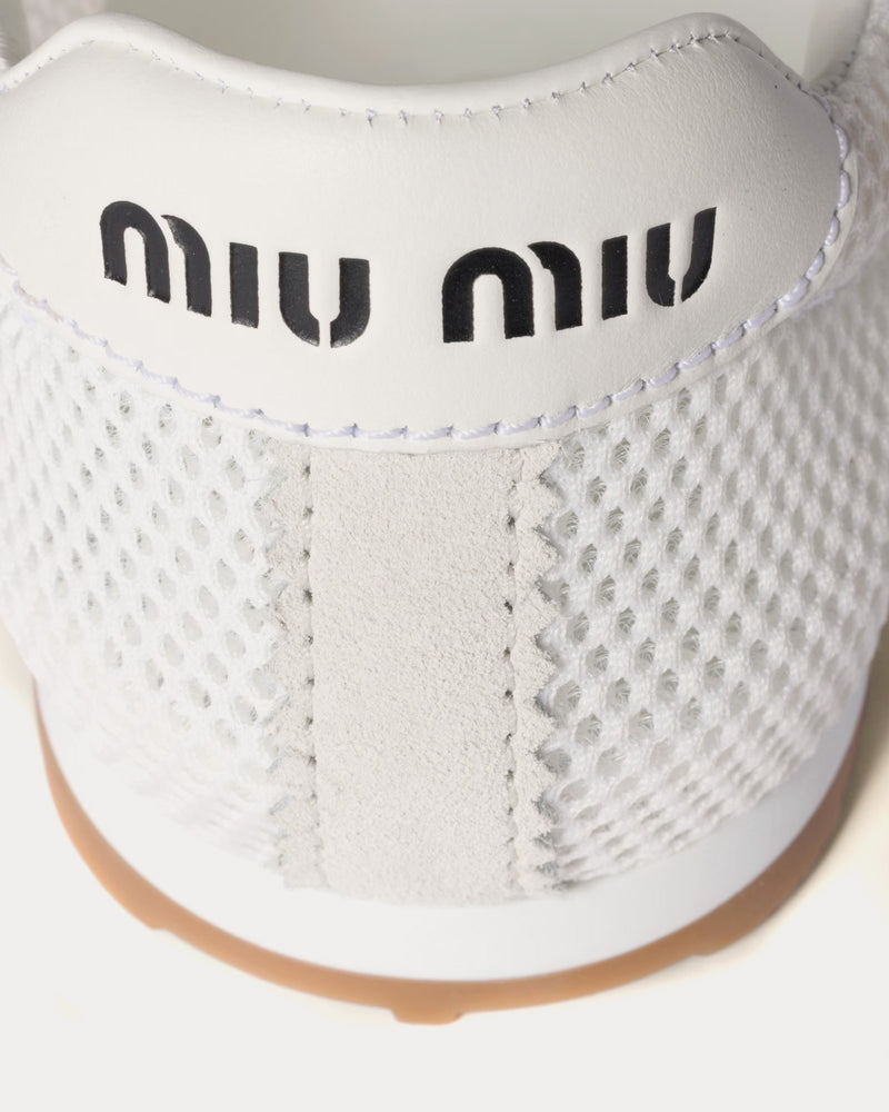 Miu Miu Plume Mesh & Suede White Low Top Sneakers - 3