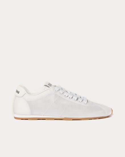 Miu Miu Plume Mesh Fabric White Low Top Sneakers - 1