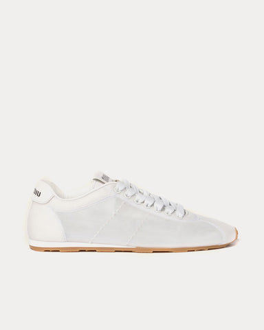 Miu Miu Plume Mesh Fabric White Low Top Sneakers