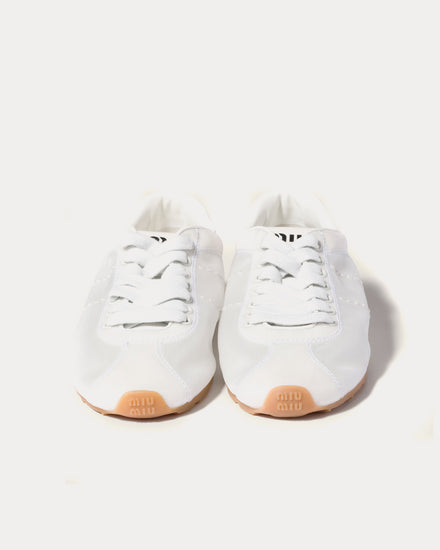 Miu Miu Plume Mesh Fabric White Low Top Sneakers - 2