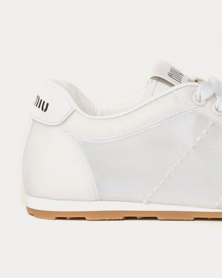 Miu Miu Plume Mesh Fabric White Low Top Sneakers - 4