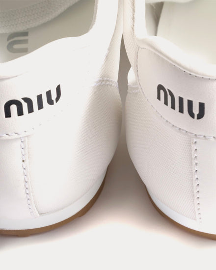 Miu Miu Plume Mesh Fabric White Low Top Sneakers - 5
