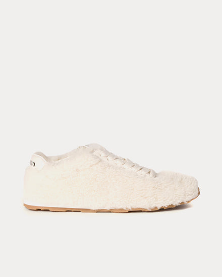 Miu Miu Plume Shearling Natural Low Top Sneakers - 1