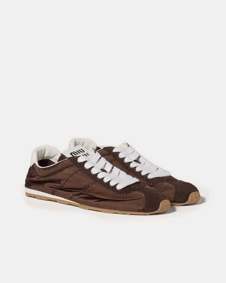 Miu Miu Plume Technical Fabric & Suede Sienna Low Top Sneakers - 2