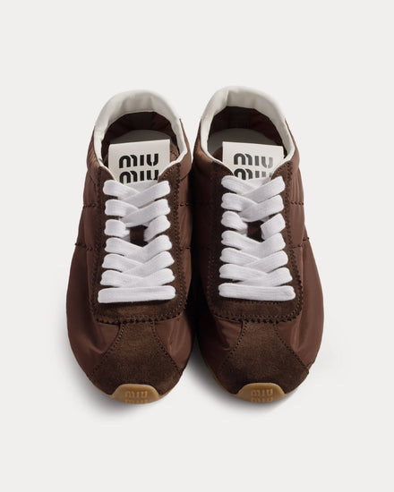 Miu Miu Plume Technical Fabric & Suede Sienna Low Top Sneakers - 3