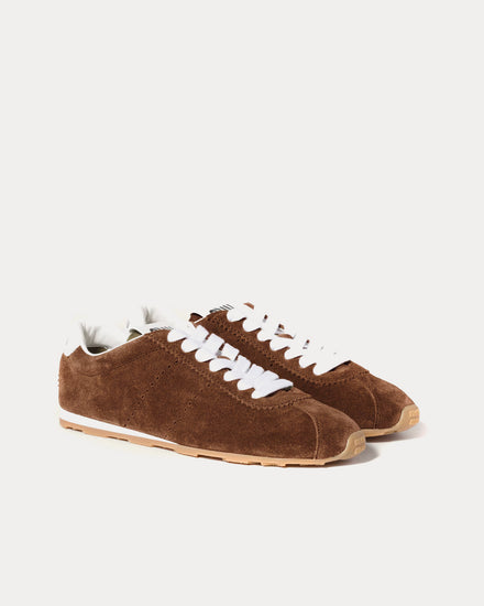 Miu Miu Plume Suede Cocoa Brown Low Top Sneakers - 2