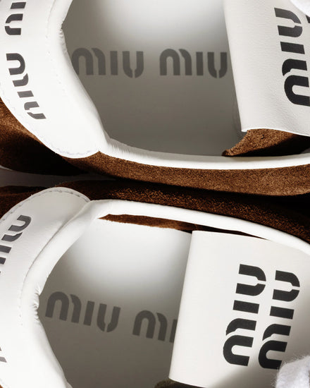 Miu Miu Plume Suede Cocoa Brown Low Top Sneakers - 3