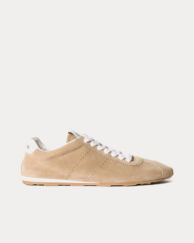 Miu Miu Plume Suede Desert Beige Low Top Sneakers