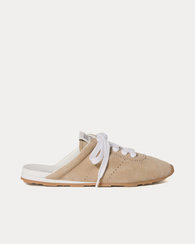 Miu Miu Plume Suede Desert Beige Mules