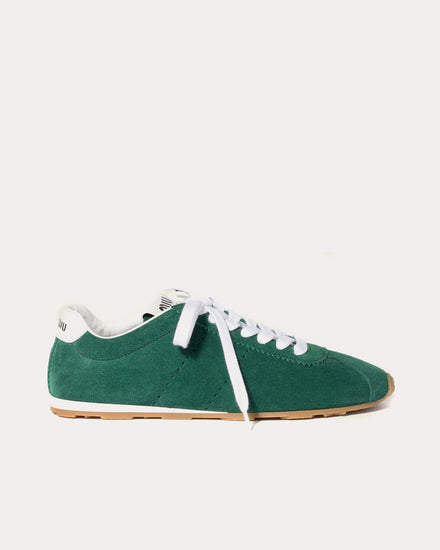 Miu Miu Plume Suede Oleander Green Low Top Sneakers - 1