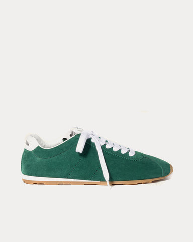 Miu Miu Plume Suede Oleander Green Low Top Sneakers