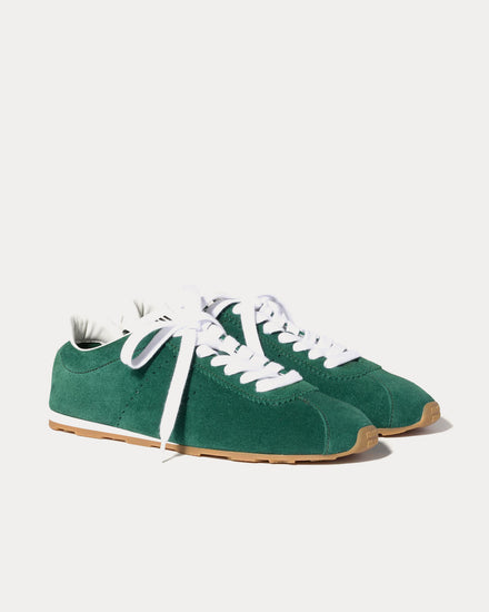 Miu Miu Plume Suede Oleander Green Low Top Sneakers - 2