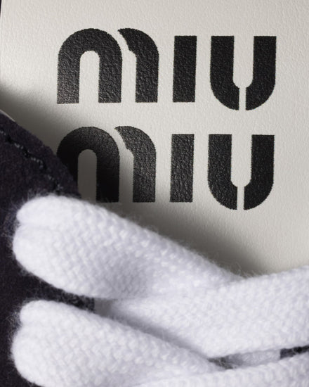 Miu Miu Plume Technical Fabric & Suede Navy Low Top Sneakers - 3