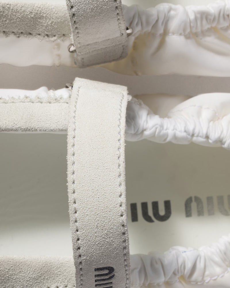 Miu Miu Plume Technical Fabric & Suede White Ballerinas - 3