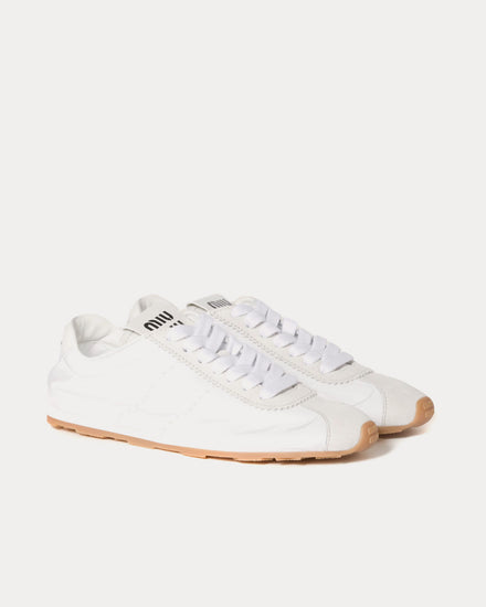 Miu Miu Plume Technical Fabric & Suede White Low Top Sneakers - 3