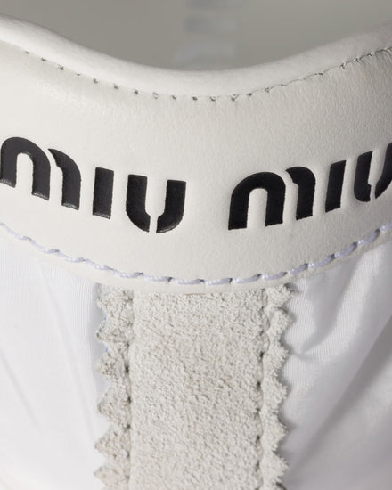 Miu Miu Plume Technical Fabric & Suede White Low Top Sneakers - 4