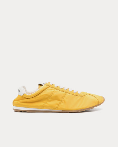 Miu Miu Plume Technical Fabric & Suede Yellow Low Top Sneakers