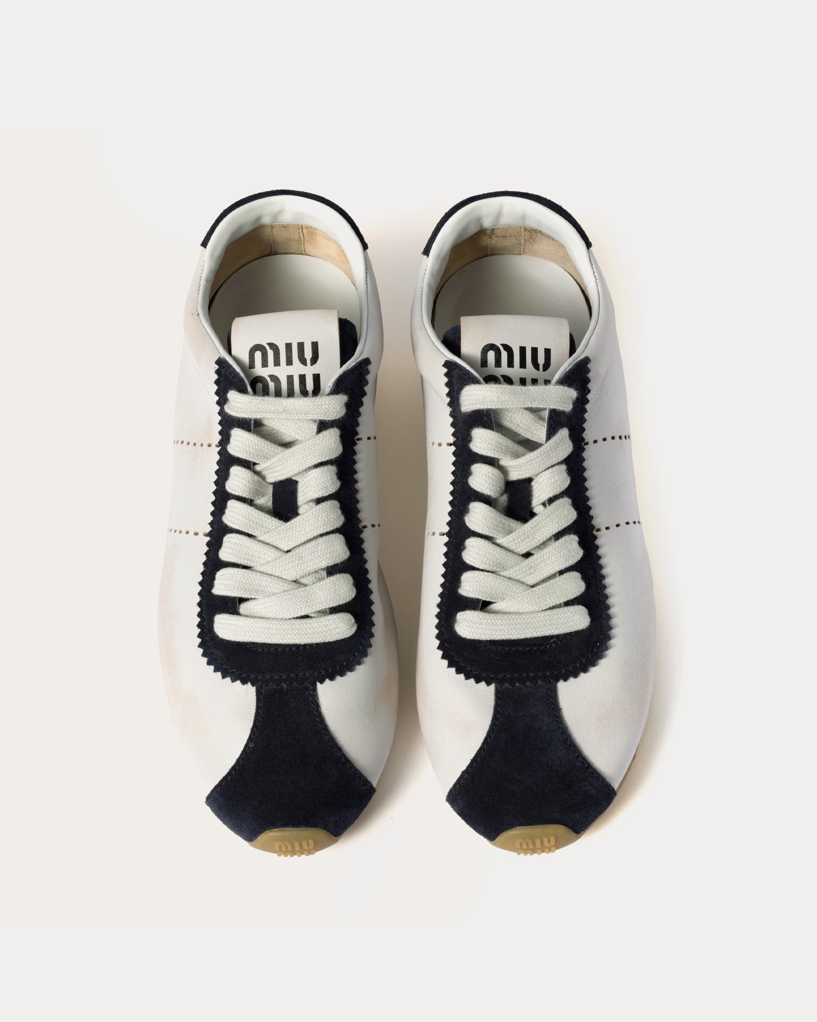 MIU MIU platform sneakers white suede wool 461862