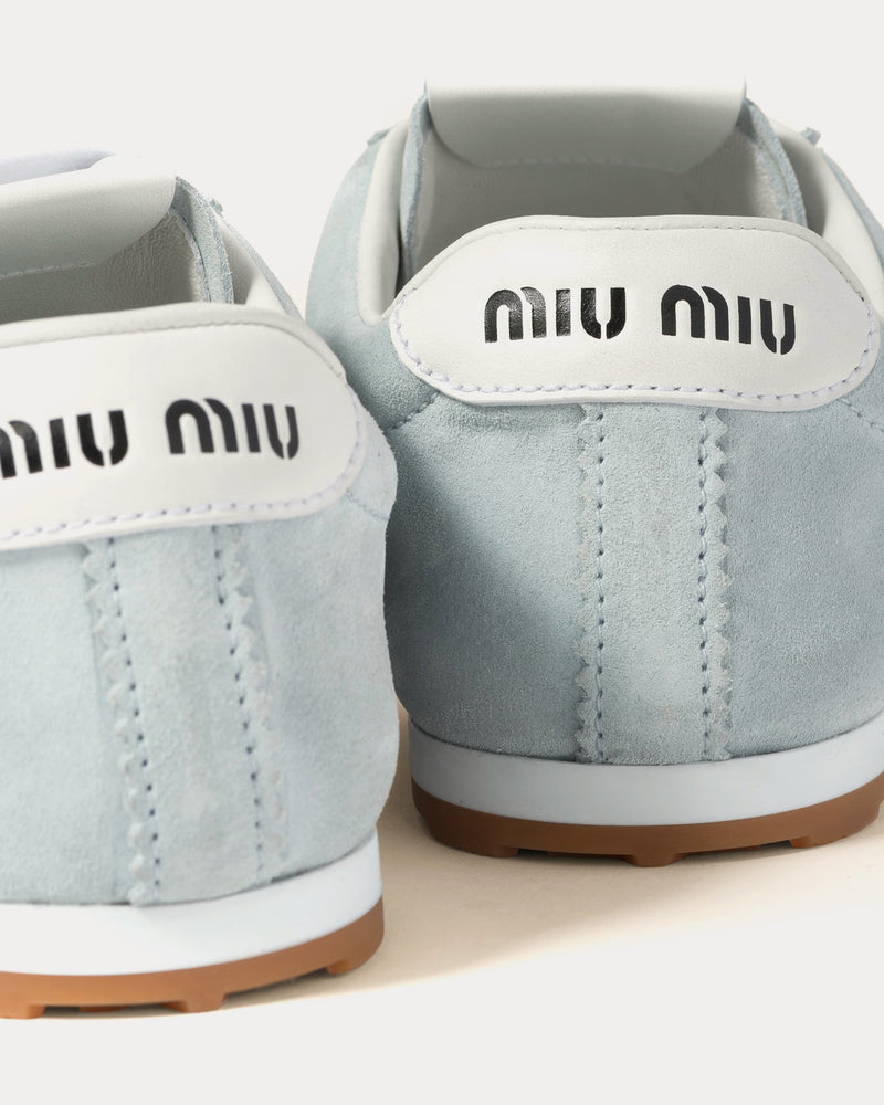 Miu Miu Plume Suede Light Blue Low Top Sneakers - 3