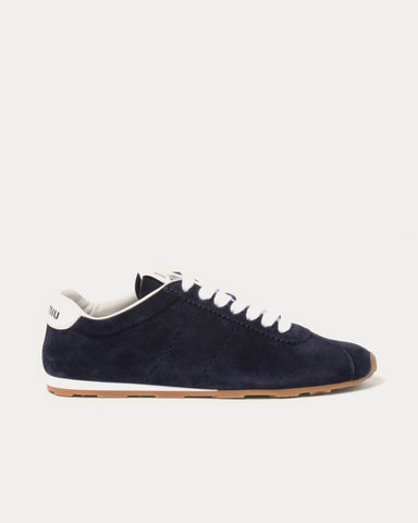 Miu Miu Plume Suede Navy Low Top Sneakers