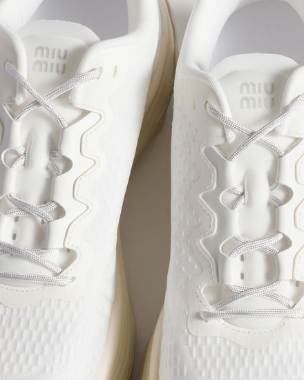 Miu Miu Technical Fabric White Low Top Sneakers - 3