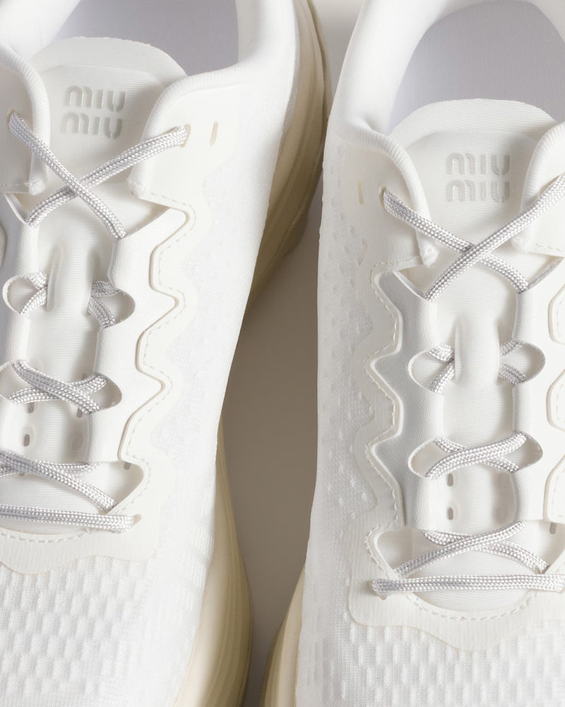 Miu Miu Technical Fabric White Low Top Sneakers - 3