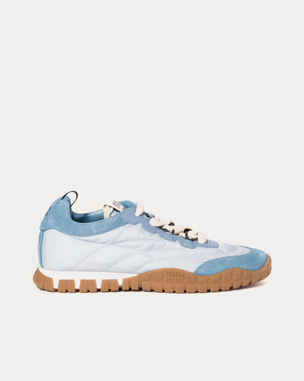 Miu Miu Tyre Technical Fabric & Suede Cornflower Blue / Astral Low Top Sneakers - 1