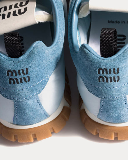 Miu Miu Tyre Technical Fabric & Suede Cornflower Blue / Astral Low Top Sneakers - 4
