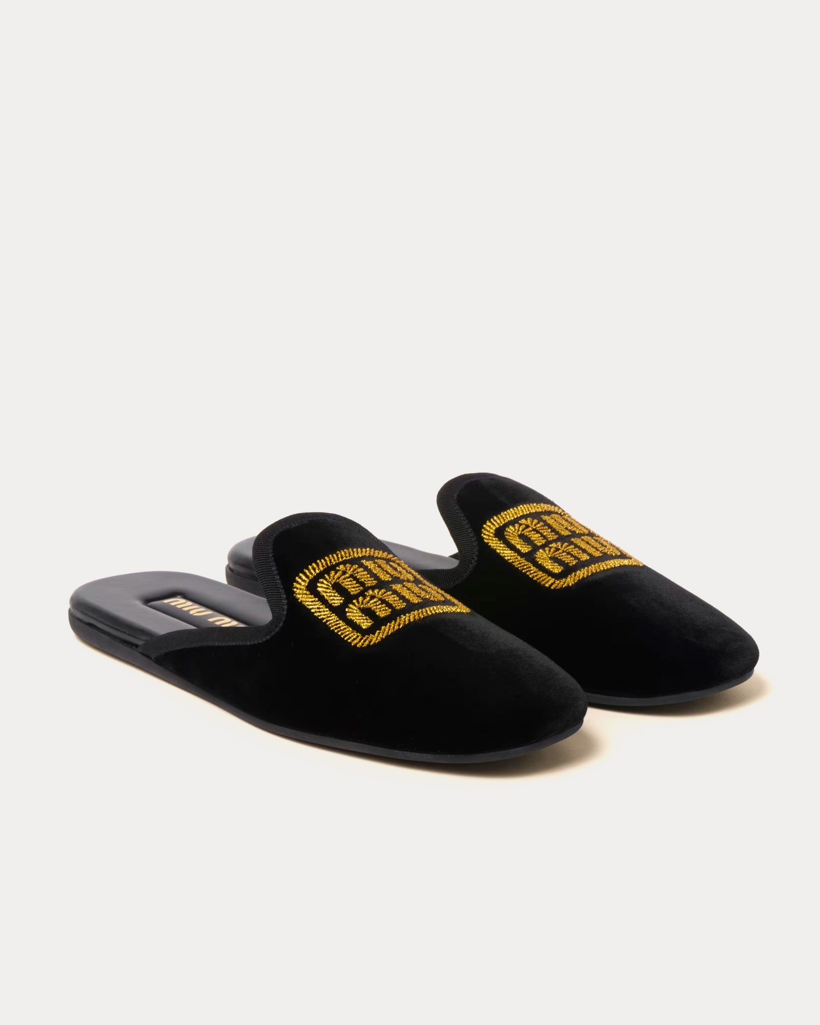 Miu Miu Velvet Black Slippers Sneak in Peace