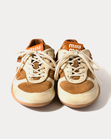 Miu Miu Gymnasium Suede Cinnamon / Amber Low Top Sneakers - 2