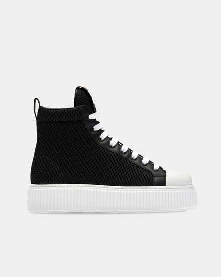 Miu Miu Mesh Flatform Black High Top Sneakers - 1