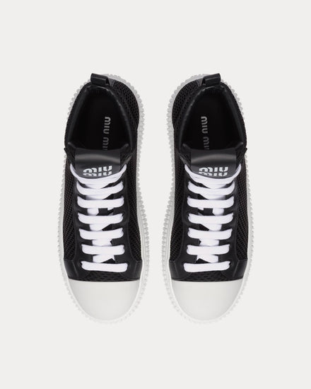 Miu Miu Mesh Flatform Black High Top Sneakers - 2