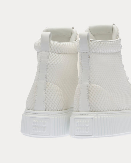 Miu Miu Mesh Flatform White High Top Sneakers - 3