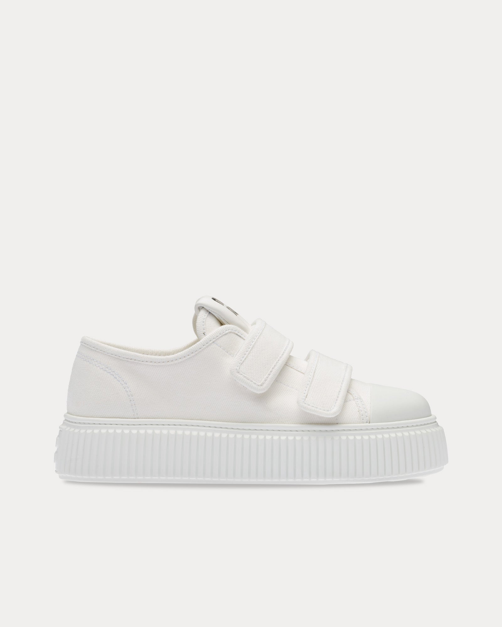 Miu Miu Women's Strap Denim White Low Top Sneakers